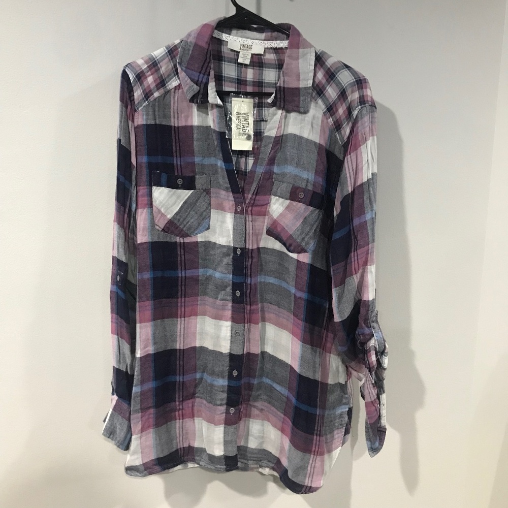 NWT Vintage America Womens Canyon Creek Plaid Flannel - XL